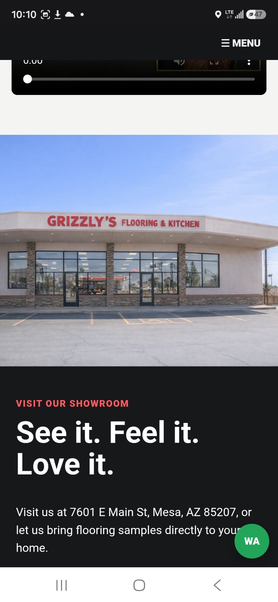 Grizzly's showroom storefront