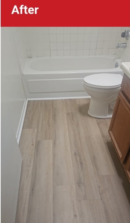 Bathroom tub room flooring after